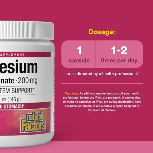 Natural Factors Magnesium Bisglycinat Pulver – Ganzheitliche Unterstützung für Knochen, Muskeln & Nerven – 5,1 oz (50 Portionen)