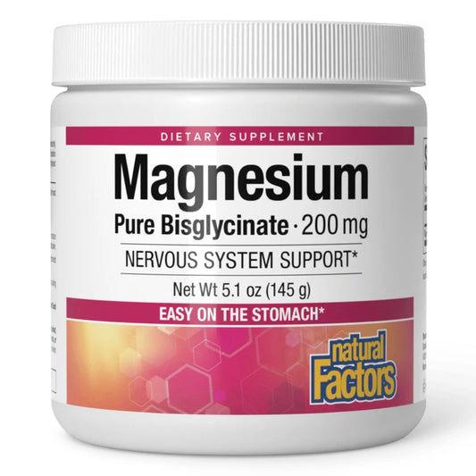 Natural Factors Magnesium Bisglycinat Pulver – Ganzheitliche Unterstützung für Knochen, Muskeln & Nerven – 5,1 oz (50 Portionen)