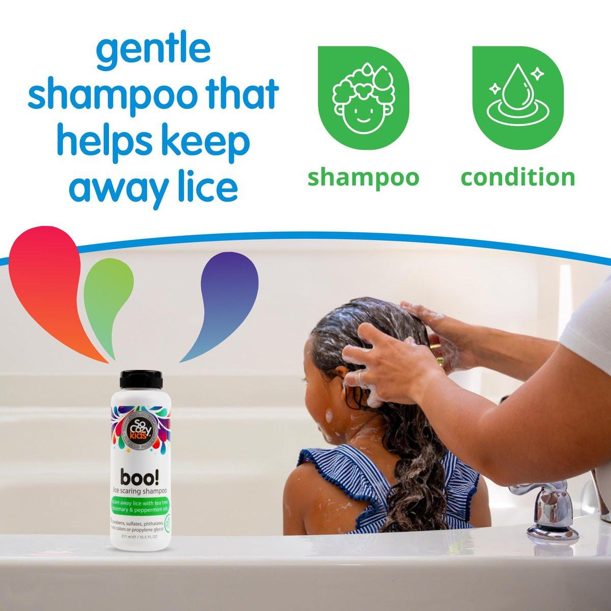 SoCozy Boo! Läuseschreck-Shampoo für Kinderhaar – Wirksame Läusebehandlung mit Teebaum-, Rosmarin- und Pfefferminzöl (310 ml)