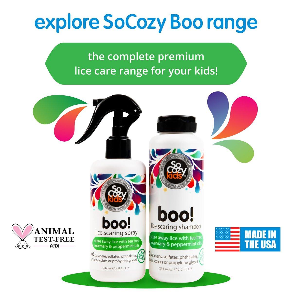 SoCozy Boo! Läuseschreck-Shampoo für Kinderhaar – Wirksame Läusebehandlung mit Teebaum-, Rosmarin- und Pfefferminzöl (310 ml)