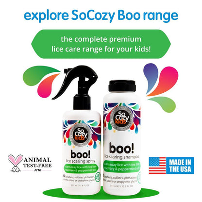 SoCozy Boo! Läuseschreck-Shampoo für Kinderhaar – Wirksame Läusebehandlung mit Teebaum-, Rosmarin- und Pfefferminzöl (310 ml)