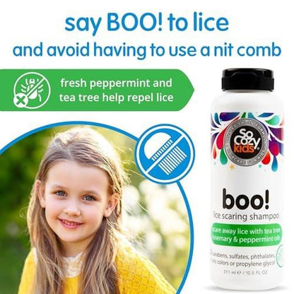 SoCozy Boo! Läuseschreck-Shampoo für Kinderhaar – Wirksame Läusebehandlung mit Teebaum-, Rosmarin- und Pfefferminzöl (310 ml)