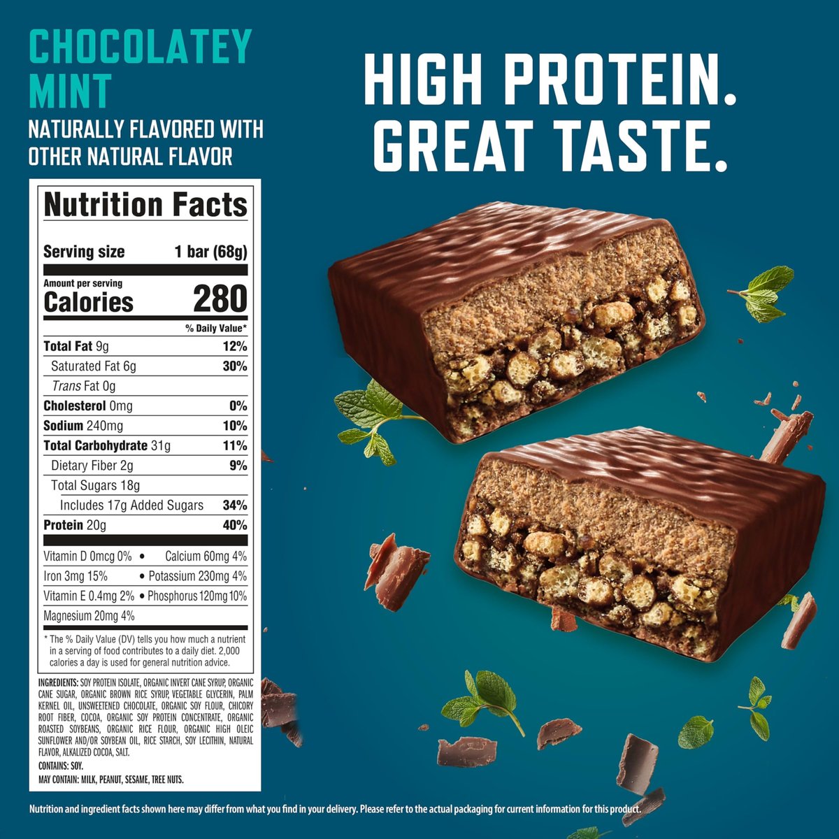 CLIF BUILDERS Proteinriegel – Schokoladen-Minze – 20 g pflanzliches Protein – glutenfrei – nicht gentechnisch verändert – niedriger glykämischer Index – ohne künstliche Süßstoffe – 2,4 oz (12er-Pack)