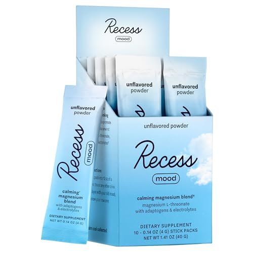 Recess Mood Powder – Magnesium L-Threonat mit Passionsblume, L-Theanin & Elektrolyten – Geschmacksneutral, 10er-Pack