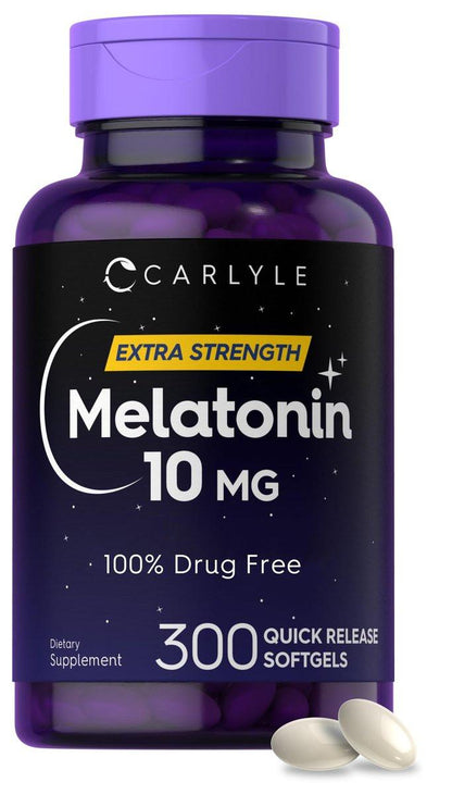 Carlyle Melatonin 10 mg | 300 Weichkapseln | Extra starke Unterstützung für Erwachsene | Nicht-GMO, glutenfreies Nahrungsergänzungsmittel