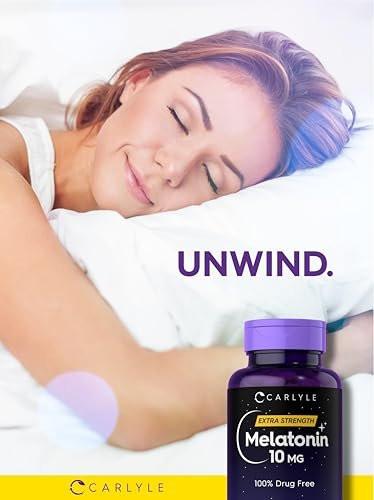 Carlyle Melatonin 10 mg | 300 Weichkapseln | Extra starke Unterstützung für Erwachsene | Nicht-GMO, glutenfreies Nahrungsergänzungsmittel