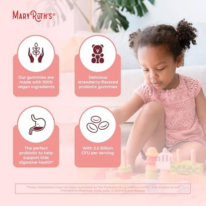 MaryRuth Organics Probiotika für Kinder – USDA Bio Probiotische Gummis für 2 Monate – Unterstützt Verdauung und Immunsystem – Vegan, Nicht-GVO, Glutenfrei – 60 Stück