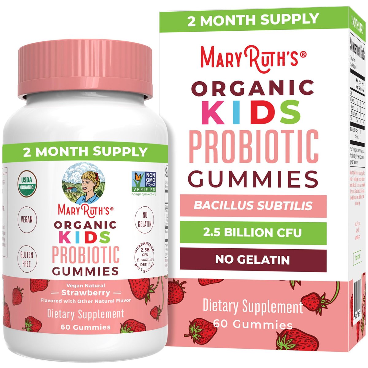 MaryRuth Organics Probiotika für Kinder – USDA Bio Probiotische Gummis für 2 Monate – Unterstützt Verdauung und Immunsystem – Vegan, Nicht-GVO, Glutenfrei – 60 Stück