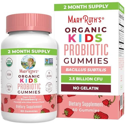 MaryRuth Organics Probiotika für Kinder – USDA Bio Probiotische Gummis für 2 Monate – Unterstützt Verdauung und Immunsystem – Vegan, Nicht-GVO, Glutenfrei – 60 Stück