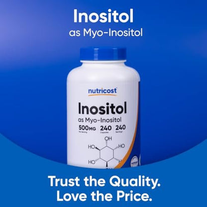 Nutricost Inositol Kapseln 500 mg, 240 Kapseln – Vegane Kapseln, Non-GMO, Glutenfrei (Myo-Inositol)