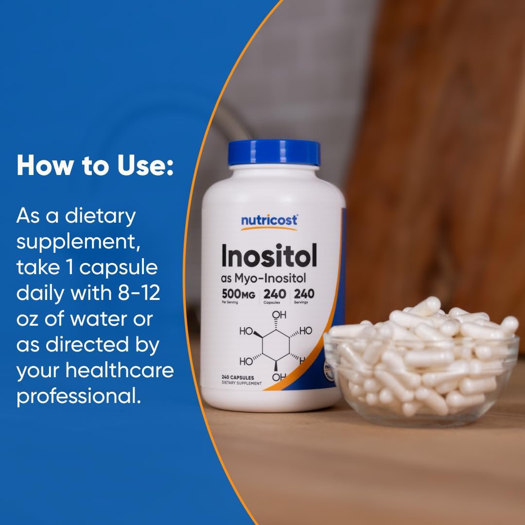 Nutricost Inositol Kapseln 500 mg, 240 Kapseln – Vegane Kapseln, Non-GMO, Glutenfrei (Myo-Inositol)