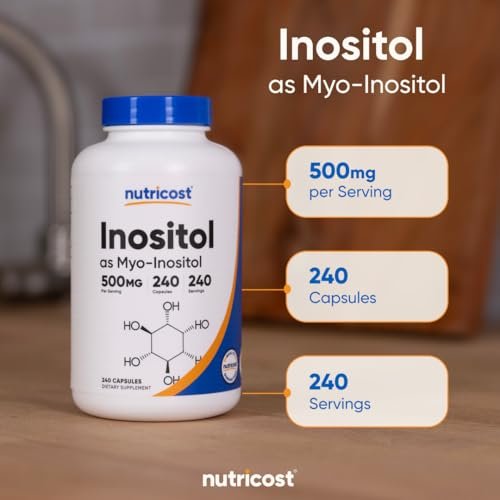 Nutricost Inositol Kapseln 500 mg, 240 Kapseln – Vegane Kapseln, Non-GMO, Glutenfrei (Myo-Inositol)