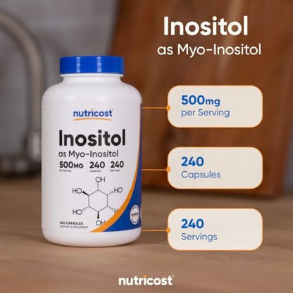 Nutricost Inositol Kapseln 500 mg, 240 Kapseln – Vegane Kapseln, Non-GMO, Glutenfrei (Myo-Inositol)