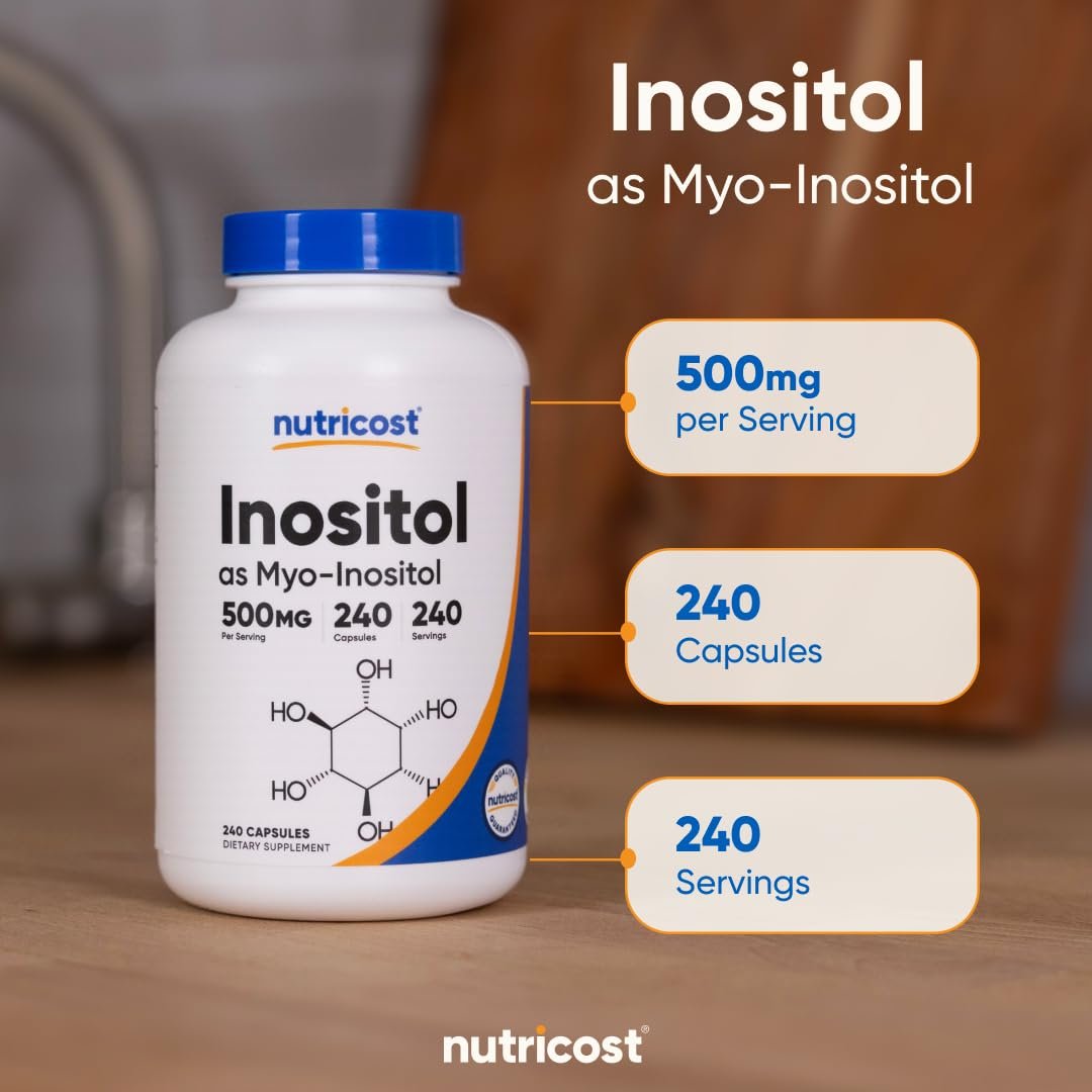 Nutricost Inositol Kapseln 500 mg, 240 Kapseln – Vegane Kapseln, Non-GMO, Glutenfrei (Myo-Inositol)