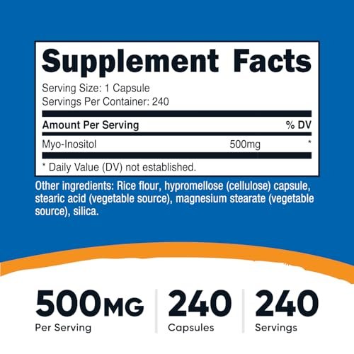 Nutricost Inositol Kapseln 500 mg, 240 Kapseln – Vegane Kapseln, Non-GMO, Glutenfrei (Myo-Inositol)