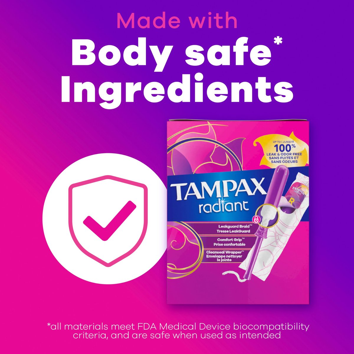 Tampax Radiant Tampons mit LeakGuard Braid, Super Plus Saugstärke, unparfümiert, 28 Stück