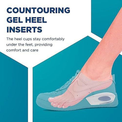 Fersenpolster für Achillessehnenentzündung & Plantarfasziitis - 2er-Pack Gel-Einlagen für Fersenschmerzen, Fußgewölbeunterstützung, für Damen & Herren