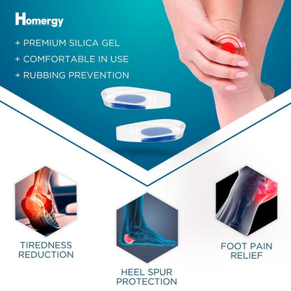 Fersenpolster für Achillessehnenentzündung & Plantarfasziitis - 2er-Pack Gel-Einlagen für Fersenschmerzen, Fußgewölbeunterstützung, für Damen & Herren