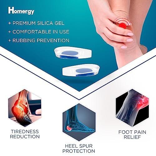 Fersenpolster für Achillessehnenentzündung & Plantarfasziitis - 2er-Pack Gel-Einlagen für Fersenschmerzen, Fußgewölbeunterstützung, für Damen & Herren