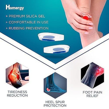 Fersenpolster für Achillessehnenentzündung & Plantarfasziitis - 2er-Pack Gel-Einlagen für Fersenschmerzen, Fußgewölbeunterstützung, für Damen & Herren