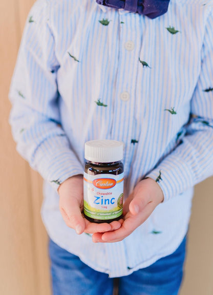 Carlson - Kid's Chewable Zink 5 mg - Immunstärkung & Antioxidantien - Natürlicher Mixbeerengeschmack - 42 Kautabletten