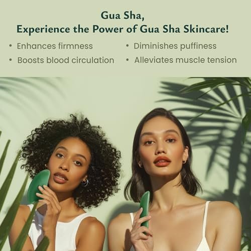 Rena Chris Guasha Massage Tool – 4-teiliges Gua Sha Gesichtswerkzeug, Jade Guasha Board für SPA Akupunktur Therapie Triggerpunkt Behandlung (Grün)