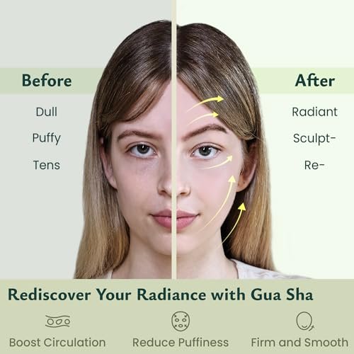 Rena Chris Guasha Massage Tool – 4-teiliges Gua Sha Gesichtswerkzeug, Jade Guasha Board für SPA Akupunktur Therapie Triggerpunkt Behandlung (Grün)