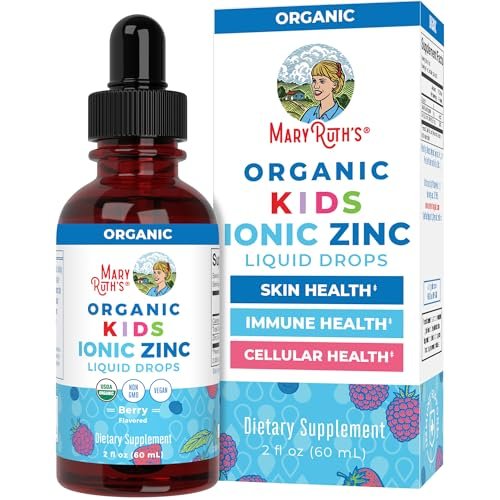MaryRuth Organics Zink-Ergänzung für Immununterstützung, Immununterstützung für Kinder von 4-13 Jahren, Zinksulfat, vegan, USDA Bio, auf Glycerinbasis, 60 ml