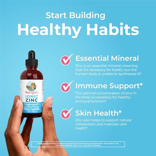 MaryRuth Organics Zink-Ergänzung für Immununterstützung, Immununterstützung für Kinder von 4-13 Jahren, Zinksulfat, vegan, USDA Bio, auf Glycerinbasis, 60 ml