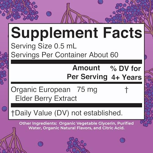 MARYRUTH'S USDA Bio Holunder Liquid Drops für Kinder | Vegane Holunder-Extrakt mit Bio-Glycerin | Immunsystem-Unterstützung | Allgemeine Gesundheit | Für 4-13 Jahre | 30 ml