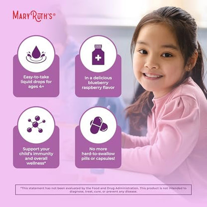 MARYRUTH'S USDA Bio Holunder Liquid Drops für Kinder | Vegane Holunder-Extrakt mit Bio-Glycerin | Immunsystem-Unterstützung | Allgemeine Gesundheit | Für 4-13 Jahre | 30 ml