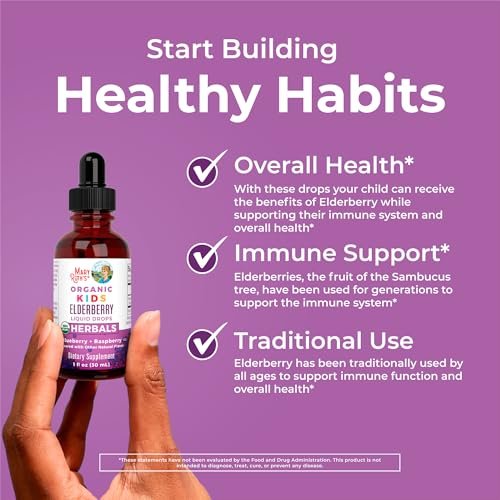 MARYRUTH'S USDA Bio Holunder Liquid Drops für Kinder | Vegane Holunder-Extrakt mit Bio-Glycerin | Immunsystem-Unterstützung | Allgemeine Gesundheit | Für 4-13 Jahre | 30 ml