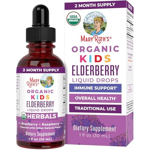 MARYRUTH'S USDA Bio Holunder Liquid Drops für Kinder | Vegane Holunder-Extrakt mit Bio-Glycerin | Immunsystem-Unterstützung | Allgemeine Gesundheit | Für 4-13 Jahre | 30 ml