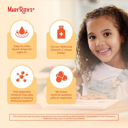 MARYRUTH'S Vitamin C Tropfen für Kinder | Veganes Immunsystem-Supplement für 4-13 Jahre | Immununterstützung & allgemeine Gesundheit | Vitamin C aus biologischem Acerola-Fruchtextrakt | 60 ml