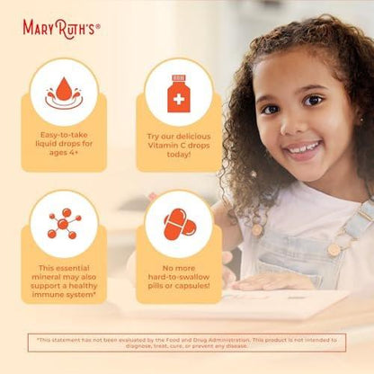 MARYRUTH'S Vitamin C Tropfen für Kinder | Veganes Immunsystem-Supplement für 4-13 Jahre | Immununterstützung & allgemeine Gesundheit | Vitamin C aus biologischem Acerola-Fruchtextrakt | 60 ml