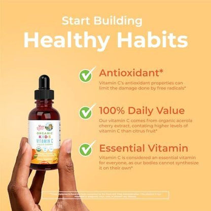 MARYRUTH'S Vitamin C Tropfen für Kinder | Veganes Immunsystem-Supplement für 4-13 Jahre | Immununterstützung & allgemeine Gesundheit | Vitamin C aus biologischem Acerola-Fruchtextrakt | 60 ml