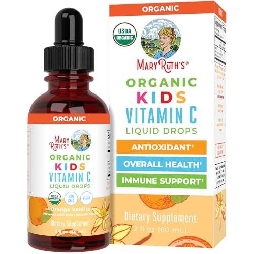 MARYRUTH'S Vitamin C Tropfen für Kinder | Veganes Immunsystem-Supplement für 4-13 Jahre | Immununterstützung & allgemeine Gesundheit | Vitamin C aus biologischem Acerola-Fruchtextrakt | 60 ml