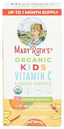 MARYRUTH'S Vitamin C Tropfen für Kinder | Veganes Immunsystem-Supplement für 4-13 Jahre | Immununterstützung & allgemeine Gesundheit | Vitamin C aus biologischem Acerola-Fruchtextrakt | 60 ml