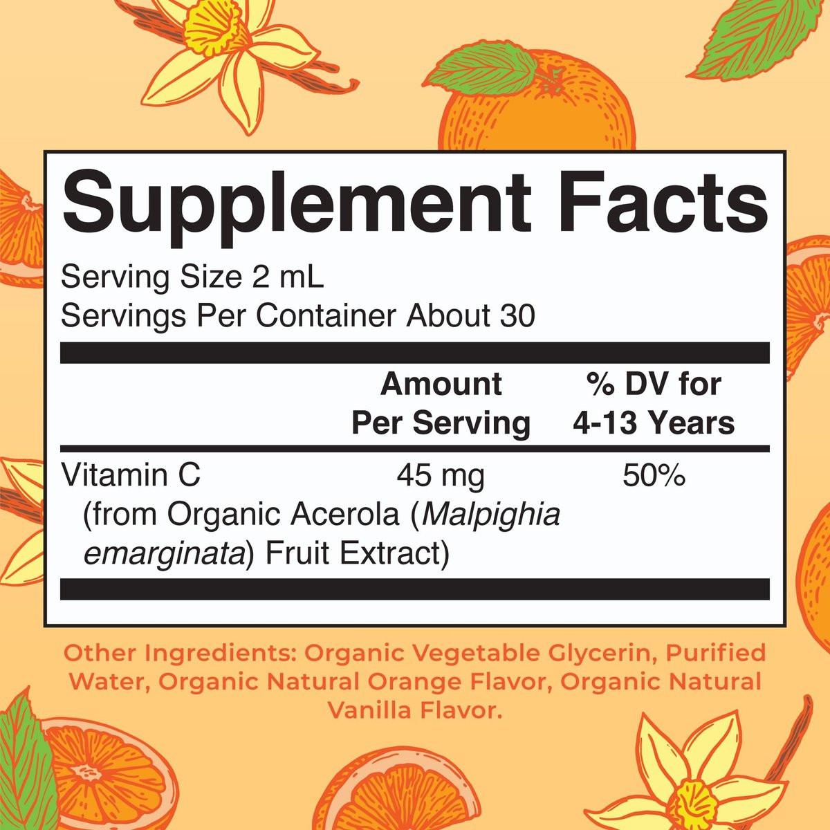 MARYRUTH'S Vitamin C Tropfen für Kinder | Veganes Immunsystem-Supplement für 4-13 Jahre | Immununterstützung & allgemeine Gesundheit | Vitamin C aus biologischem Acerola-Fruchtextrakt | 60 ml