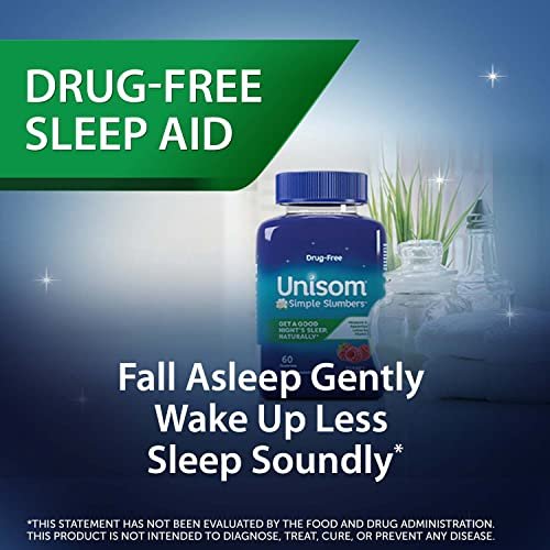 Unisom Simple Slumbers Schlafgummis ohne Arzneimittel, Melatonin 5mg, Schlafunterstützung für Erwachsene, Mitternachts-Himbeer-Geschmack, 120 Stück