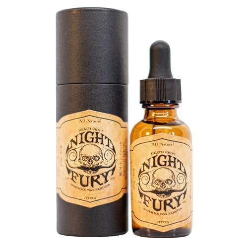 THE VINTAGE GROOMING CO. Bartwachs-Entferner Night Fury Oil von Death Grip – Wachs aus Handlebar-Schnurrbart oder Bart entfernen | Bartreiniger-Set