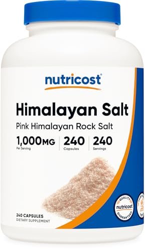 Nutricost Rosa Himalaya Salz Kapseln 1000mg, 390mg Natrium, 240 Kapseln - Non-GMO, Glutenfrei