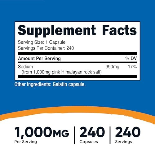 Nutricost Rosa Himalaya Salz Kapseln 1000mg, 390mg Natrium, 240 Kapseln - Non-GMO, Glutenfrei