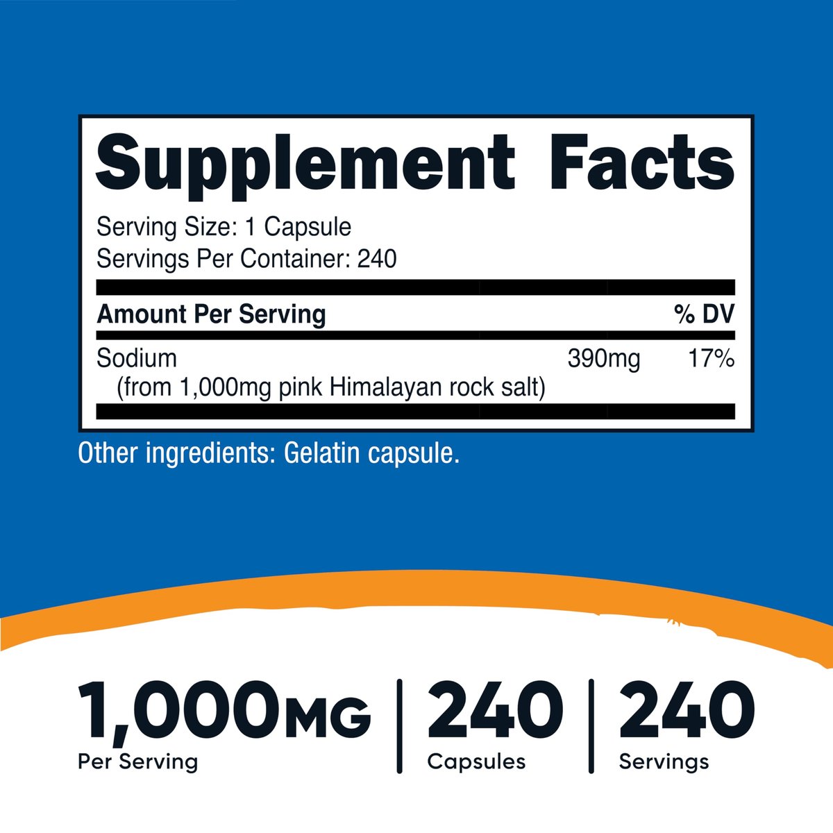 Nutricost Rosa Himalaya Salz Kapseln 1000mg, 390mg Natrium, 240 Kapseln - Non-GMO, Glutenfrei