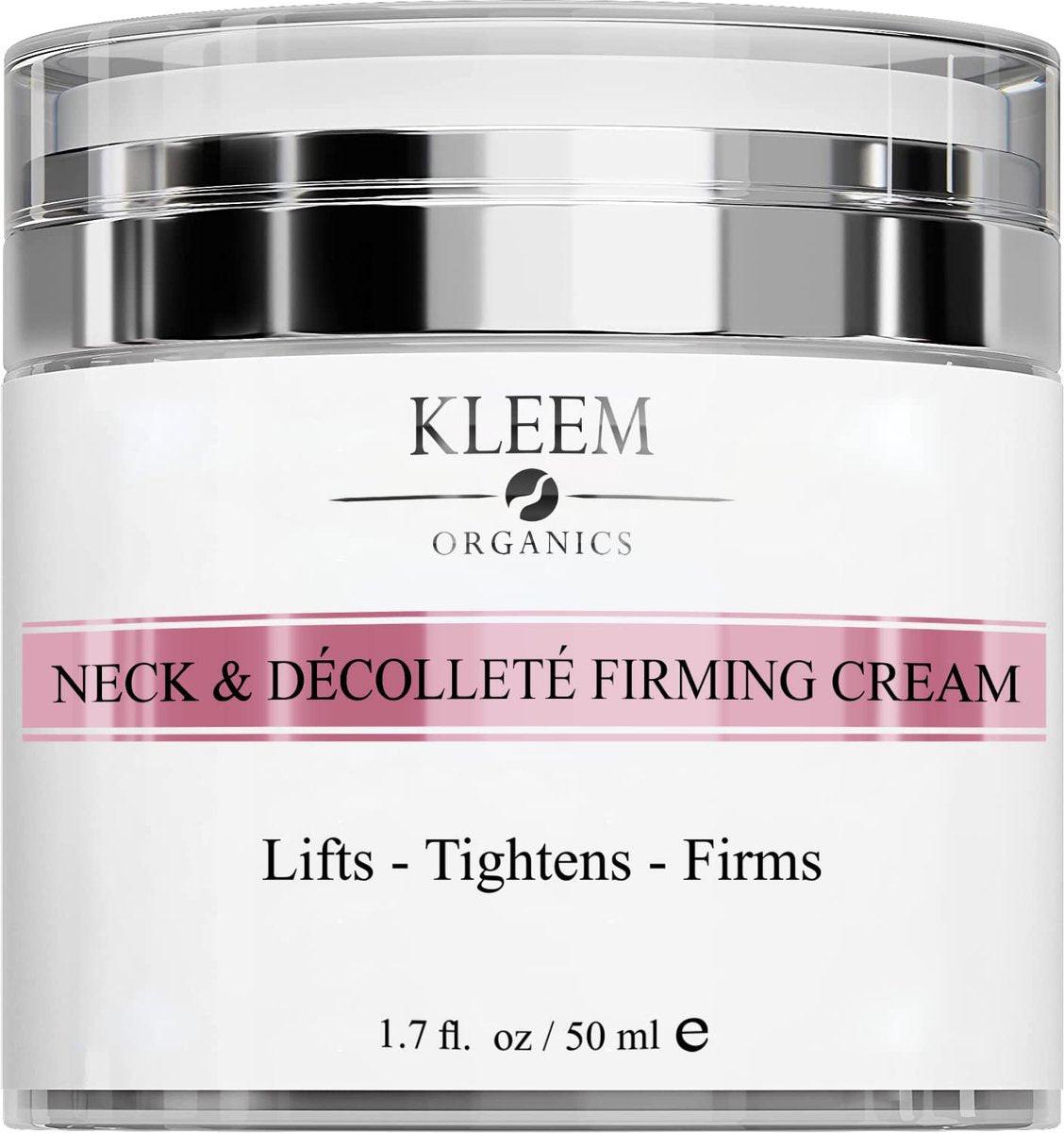 Kleem Halsstraffende Creme für erschlaffte Haut – Anti-Aging Halscreme mit Retinol & Panthenol – Feuchtigkeitsspendende Hals- & Dekolleté-Creme zur Verbesserung der Elastizität, Glättung von feinen Linien & Falten – 1,7 oz