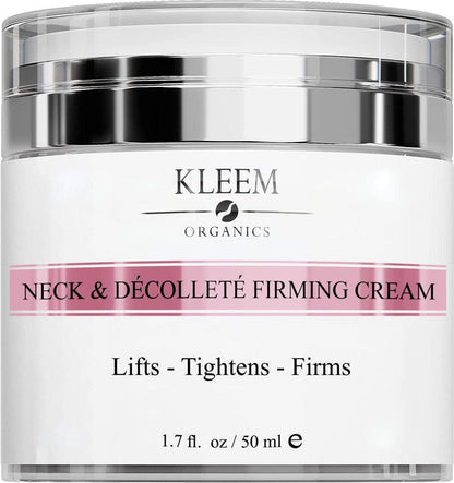 Kleem Halsstraffende Creme für erschlaffte Haut – Anti-Aging Halscreme mit Retinol & Panthenol – Feuchtigkeitsspendende Hals- & Dekolleté-Creme zur Verbesserung der Elastizität, Glättung von feinen Linien & Falten – 1,7 oz