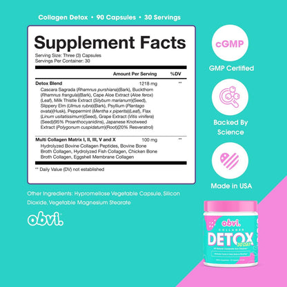 Obvi Detox Colon Cleanse Supplement | Fördert Verdauung und Darmgesundheit, Blähungslinderung, hilft bei der Entfernung von Giftstoffen | Immununterstützung mit Mariendistel, Flohsamenschalen, Sennesblättern | 90 Kapseln | 30 Portionen