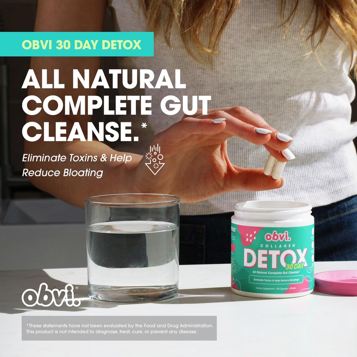 Obvi Detox Colon Cleanse Supplement | Fördert Verdauung und Darmgesundheit, Blähungslinderung, hilft bei der Entfernung von Giftstoffen | Immununterstützung mit Mariendistel, Flohsamenschalen, Sennesblättern | 90 Kapseln | 30 Portionen