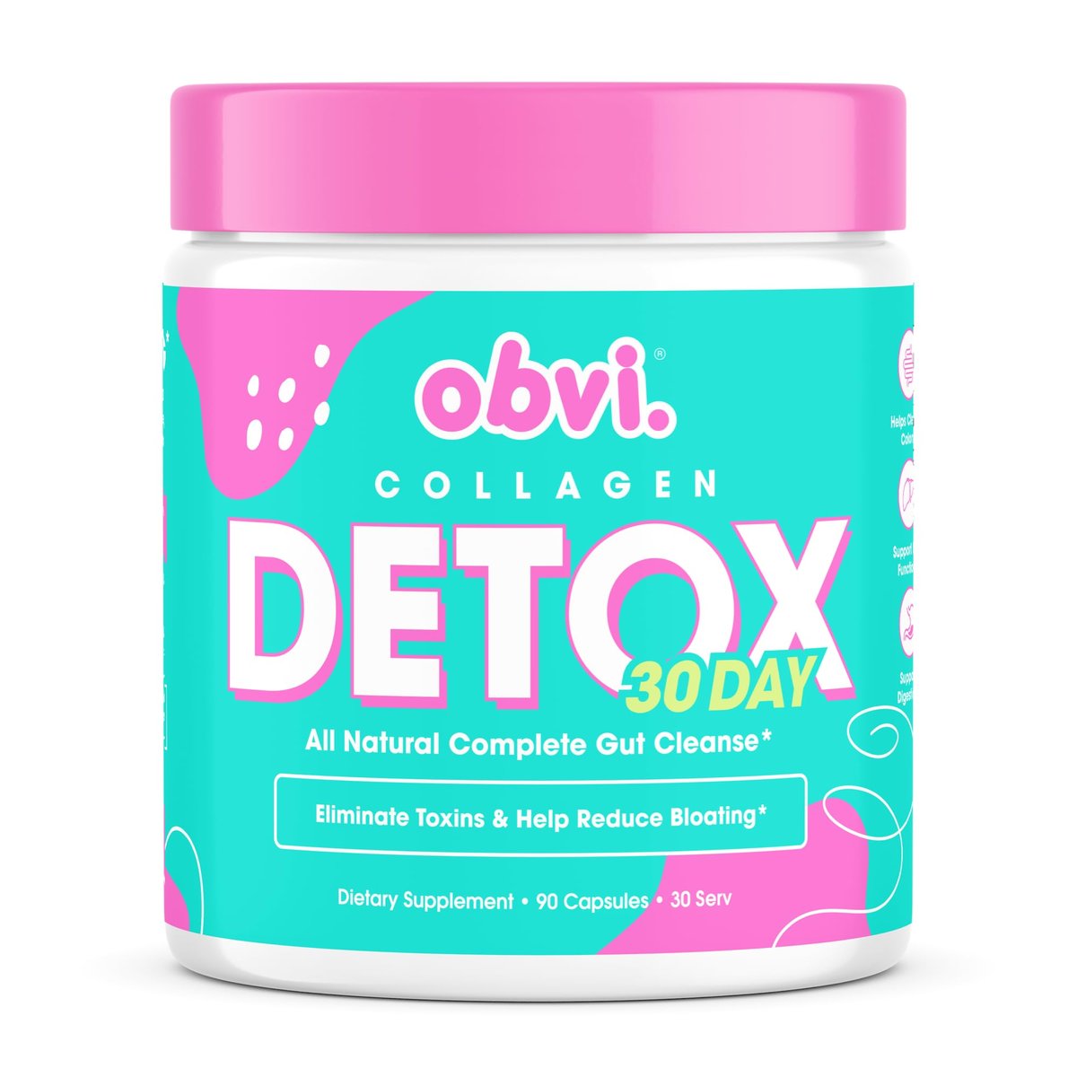 Obvi Detox Colon Cleanse Supplement | Fördert Verdauung und Darmgesundheit, Blähungslinderung, hilft bei der Entfernung von Giftstoffen | Immununterstützung mit Mariendistel, Flohsamenschalen, Sennesblättern | 90 Kapseln | 30 Portionen