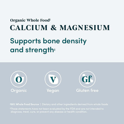 Bio Vollwertiges Calcium & Magnesium mit Vitamin D3 – Vegan, Glutenfrei, 90 Tabletten